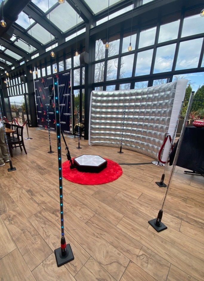 360 platform setup with red carpet