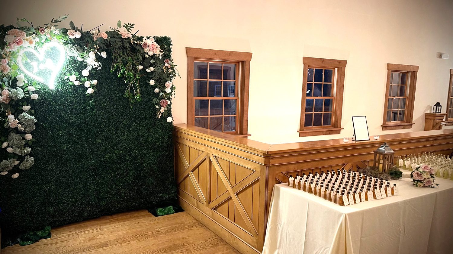 Greenery backdrop event setup