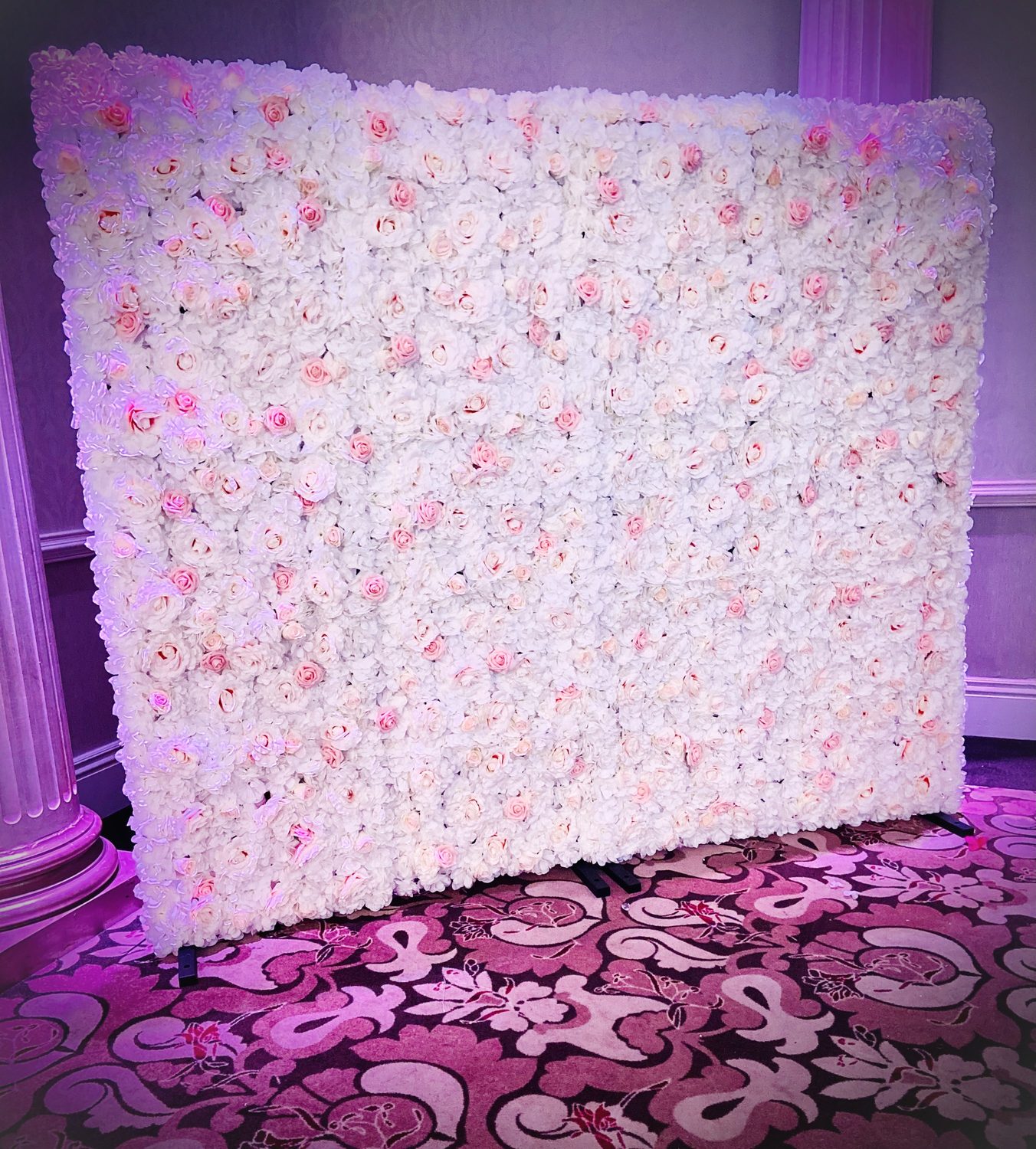 Uplit pink flower wall