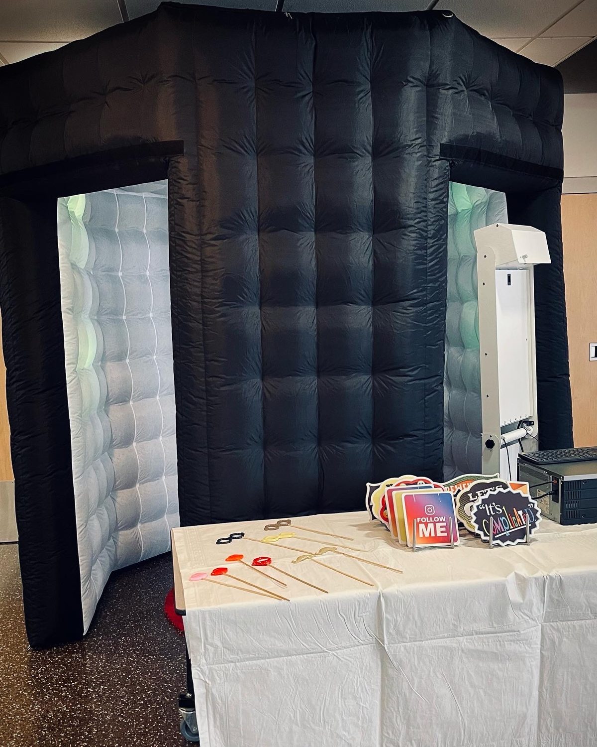White inflatable enclosure booth